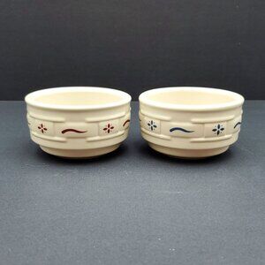 Longaberger Woven Traditions Classic Blue Paprika Stackable Custard Cups Ramekin